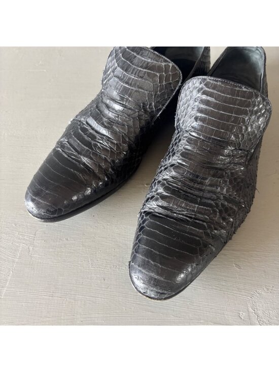 Vintage Gucci Black Genuine Python Leather Loafers Size 39E Made In Italy Shoes main image 10